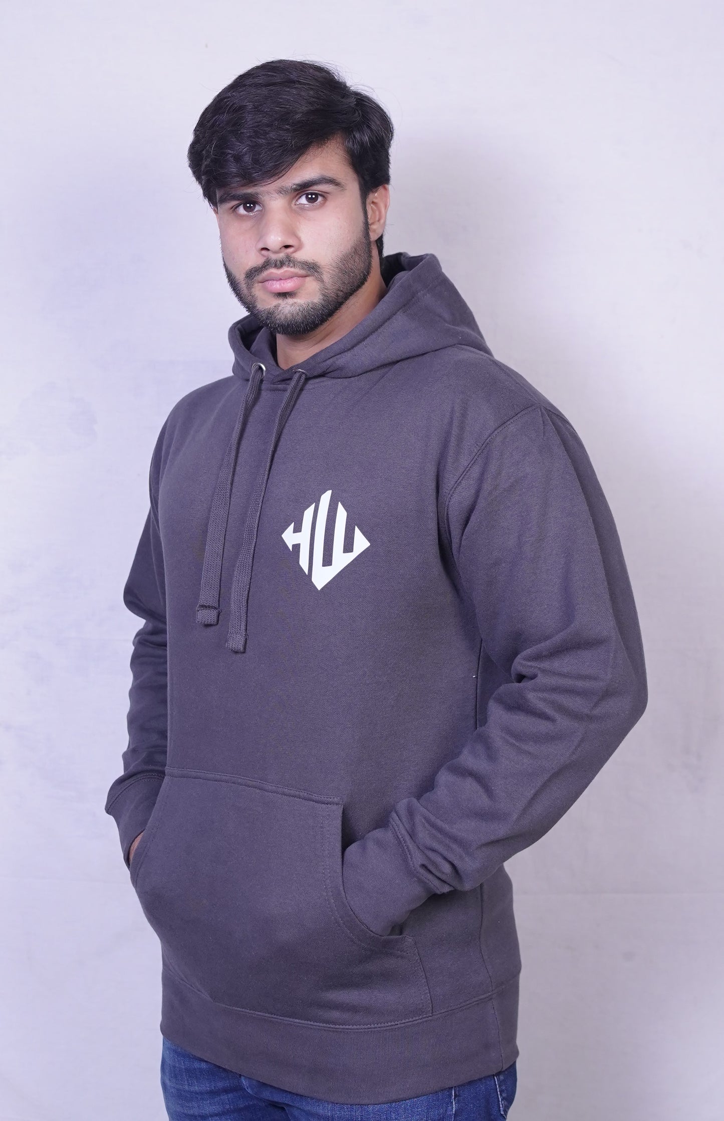 Grey Fleece Hoodie for Men