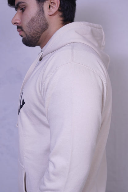 Cream Fleece Hoodie for Men