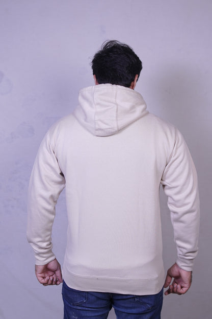 Cream Fleece Hoodie for Men