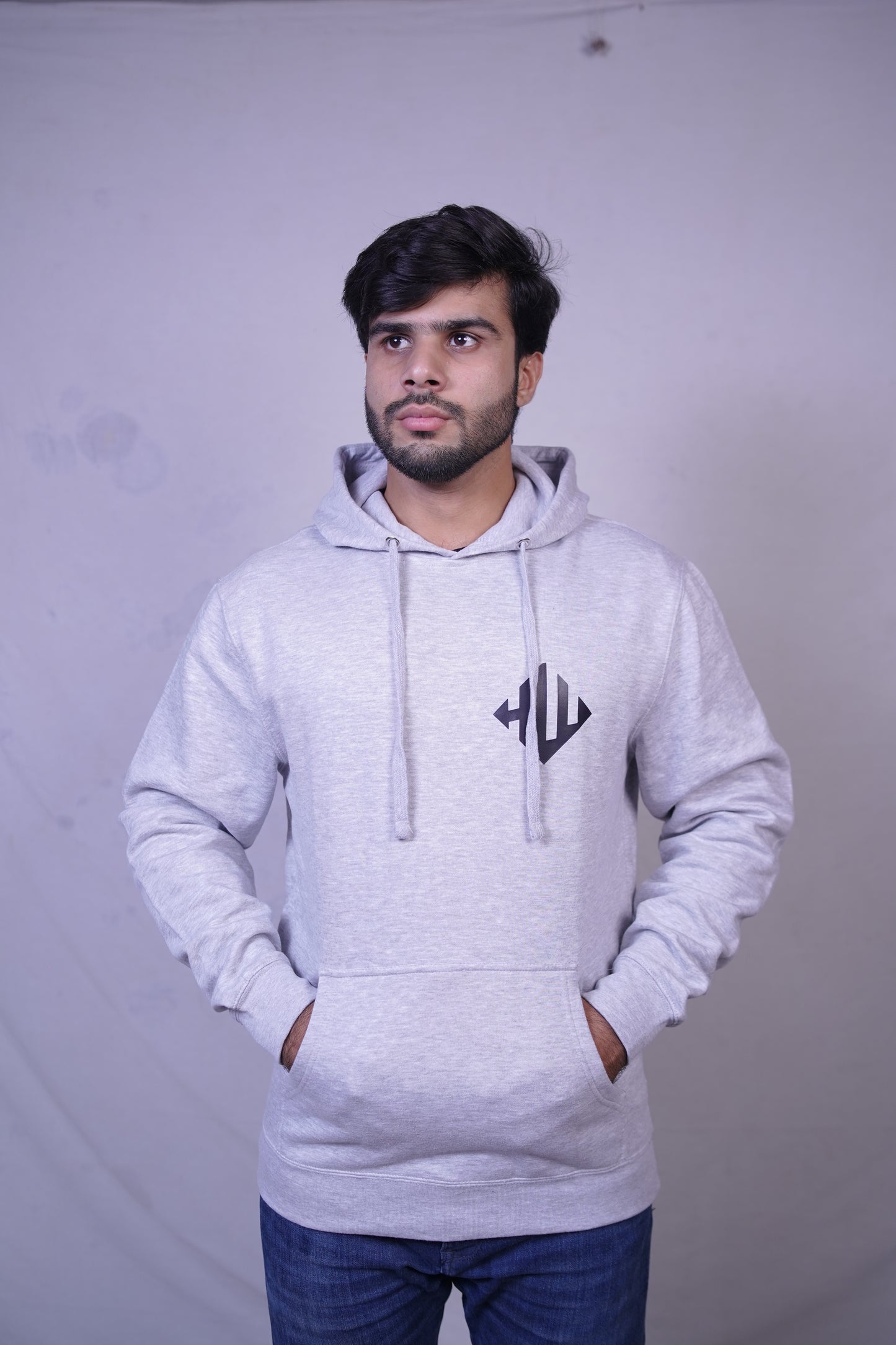 Light Grey Fleece Hoodie for Men