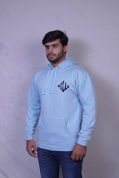 Light Blue Fleece Hoodie for Men