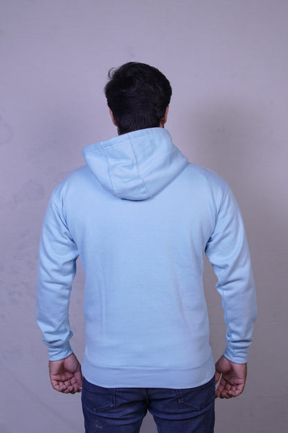 Light Blue Fleece Hoodie for Men