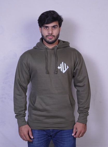 Olive Green Fleece Hoodie for Men