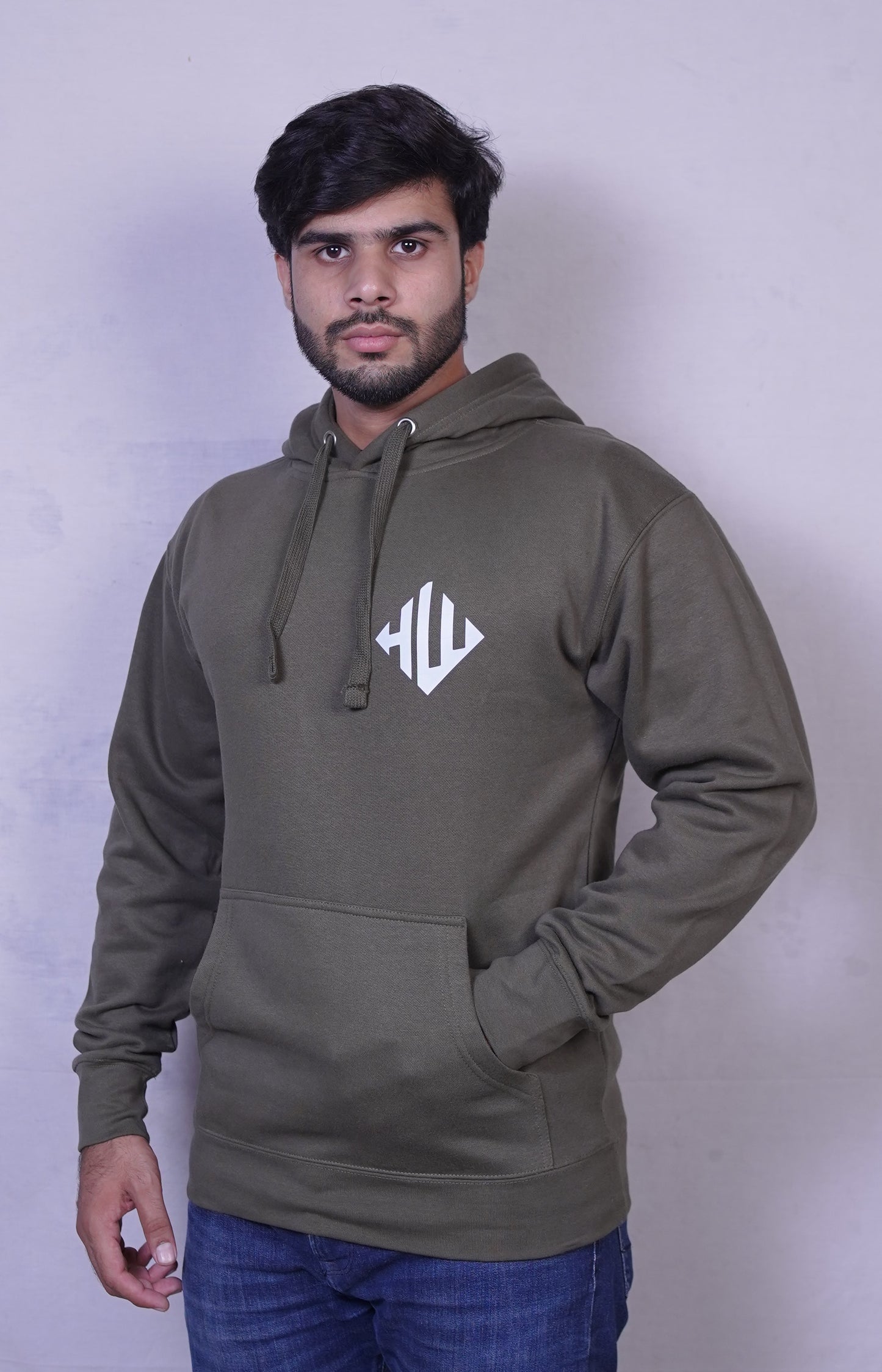 Olive Green Fleece Hoodie for Men