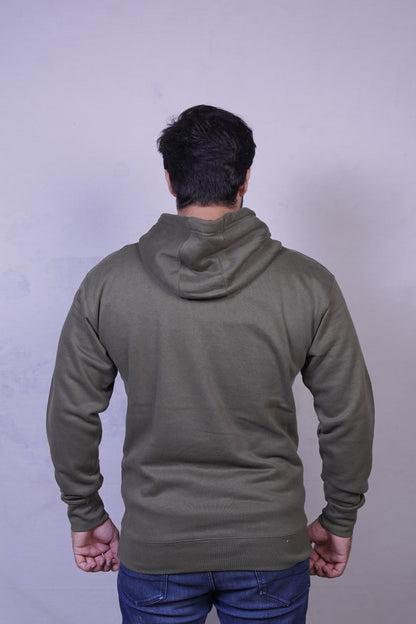 Olive Green Fleece Hoodie for Men